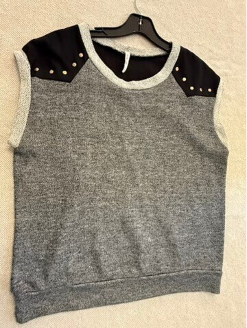 Millibon Sleeveless Sweater with Studded Shoulder Detail